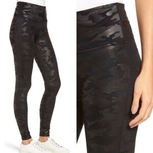 Spanx Faux Leather Camo Leggings M